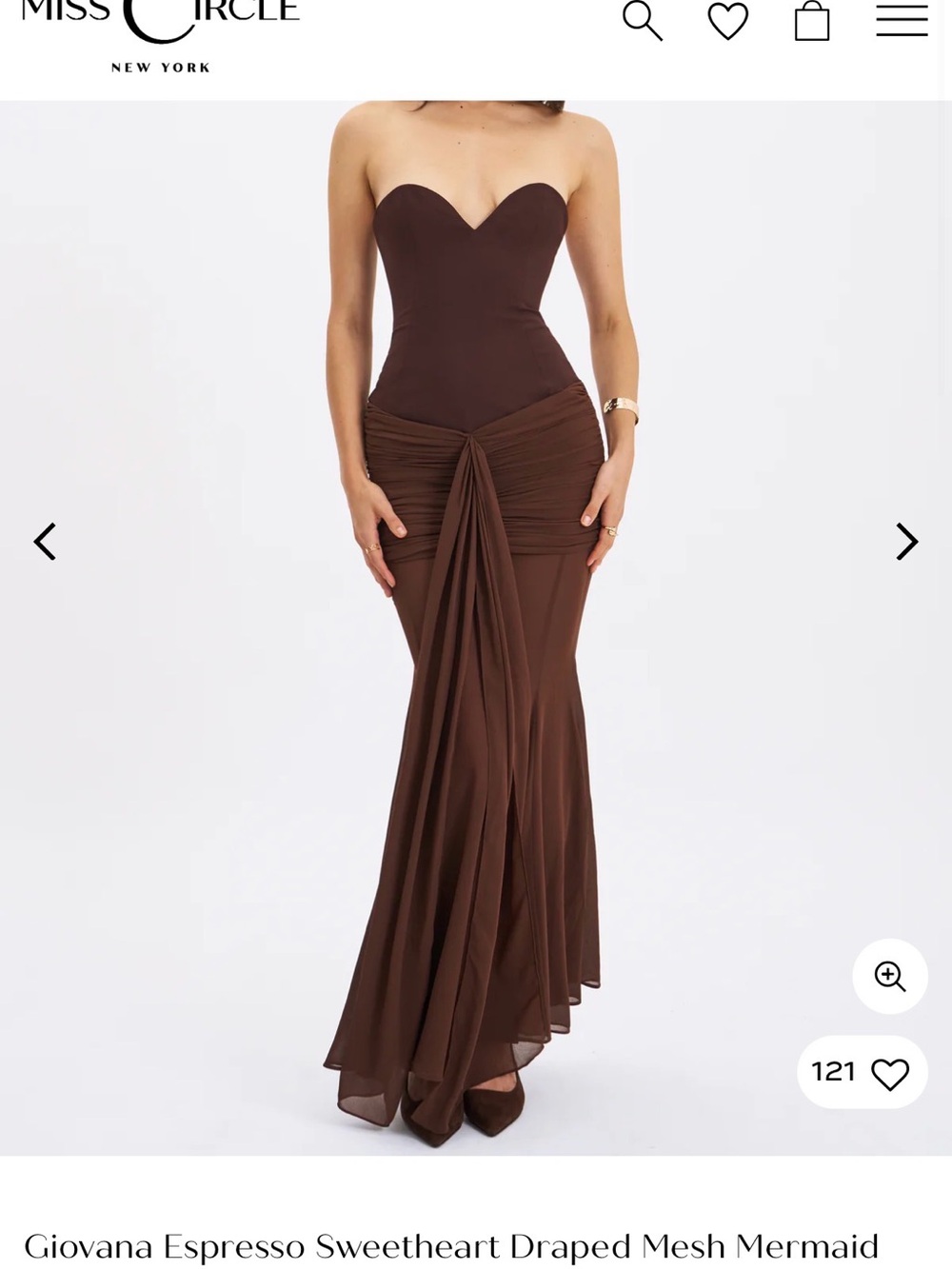 Giovana Espresso Sweetheart Draped Mesh Mermaid Dress